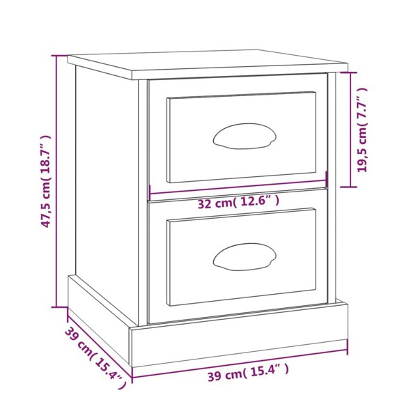 Berkfield Bedside Cabinet Smoked Oak 39x39x47.5 cm Engineered Wood