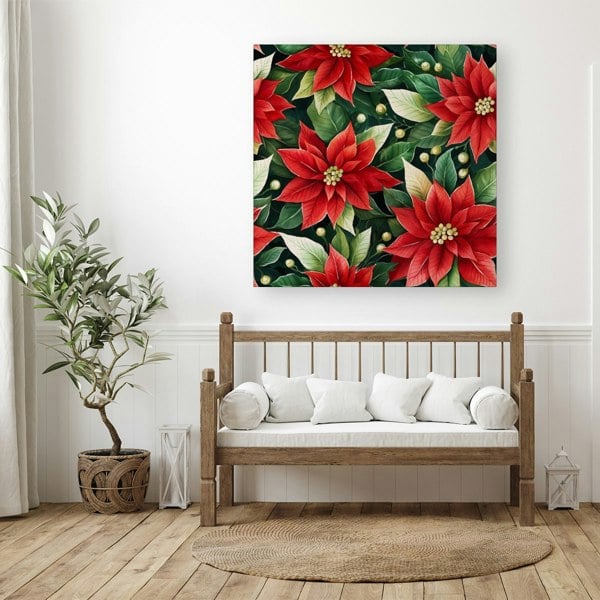 Warren Reed Poinsetta Watercolour Canvas