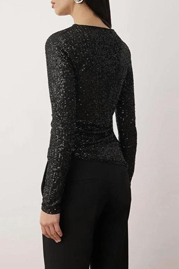 WOVCOR Boat Neck Knit Party Blouse