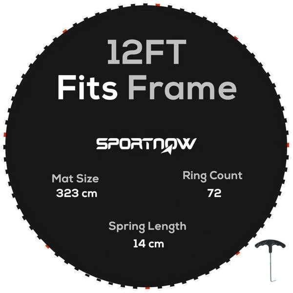 Black round trampoline replacement mat with attachment points for springs