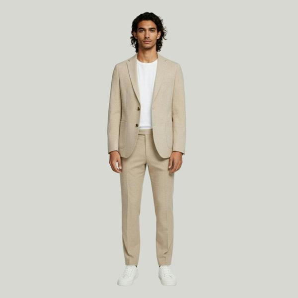 Harry Brown London Adam Wool Tweed Two Piece Suit in Ecru