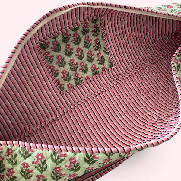 Hayley & Co Yoga Mat Bag | Mint Green and Pink Flower Print