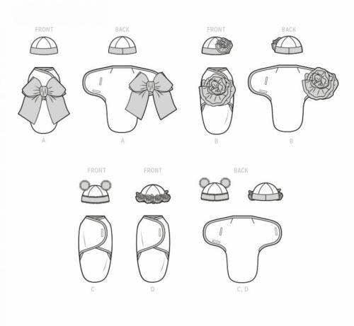 Simplicity Sewing Pattern 9591, Wraps, Headwear for Baby, A (XXS-XS-S-M) - Easy