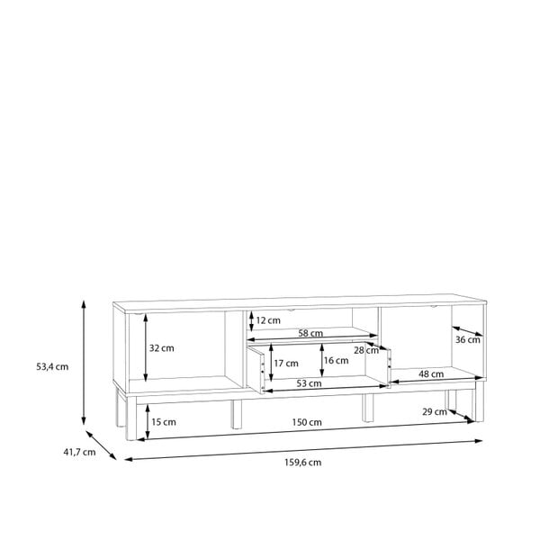 Wyld Haus Turku Light Grey TV Unit with Oak Detail 2 Doors 1 Drawer