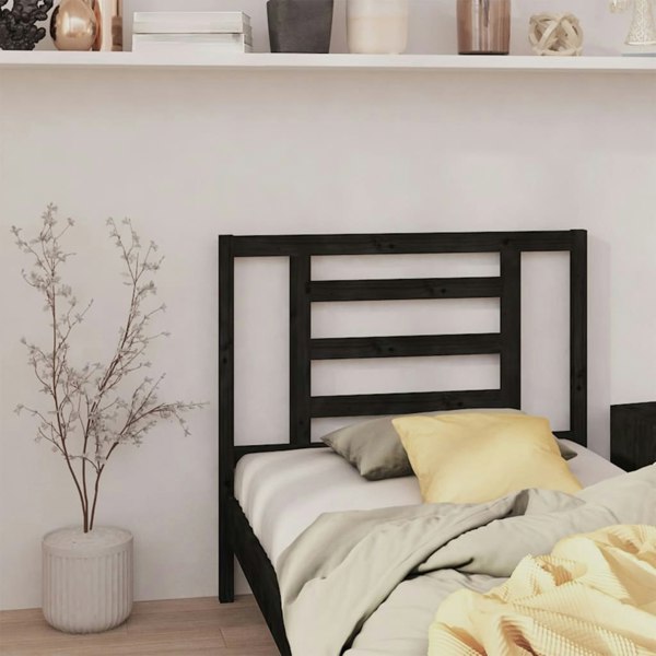 Berkfield Bed Headboard Black 96x4x100 cm Solid Wood Pine