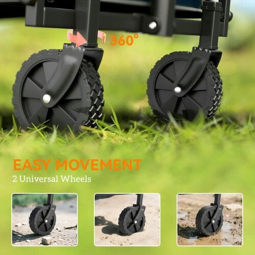 Bobobiy 41L Festival Trolley on Wheels, 60kg Heavy Duty Collapsible Foldable Wagon with Adjustable Handle and Carrying Bag for Beach, Blue
