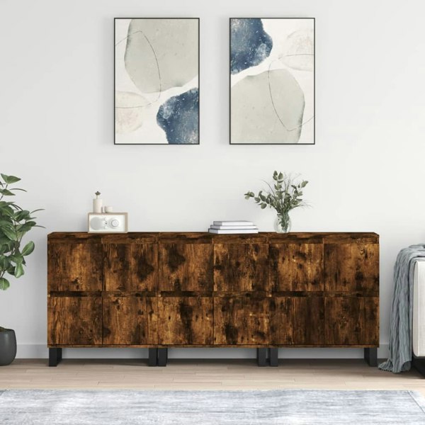 Berkfield Sideboards 3 pcs Smoked Oak Engineered Wood