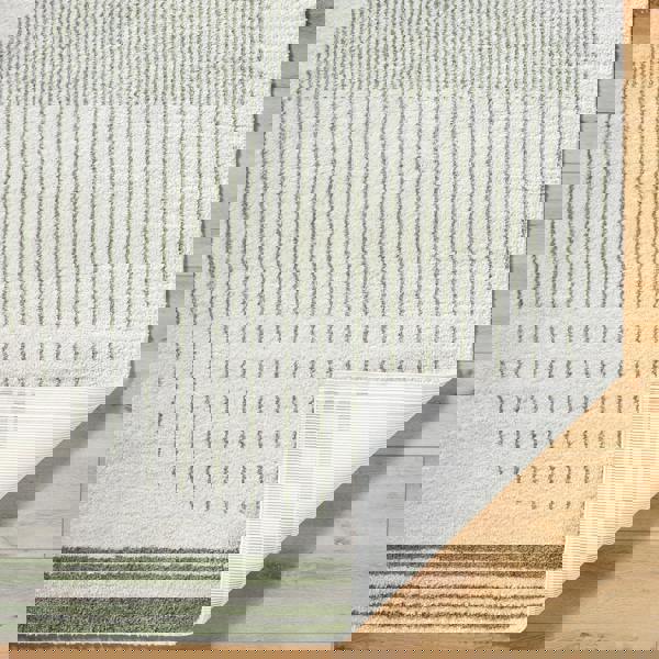 Livabliss Fossay Shag-Washable Beige Brown Green Grey Global High Pile Rug