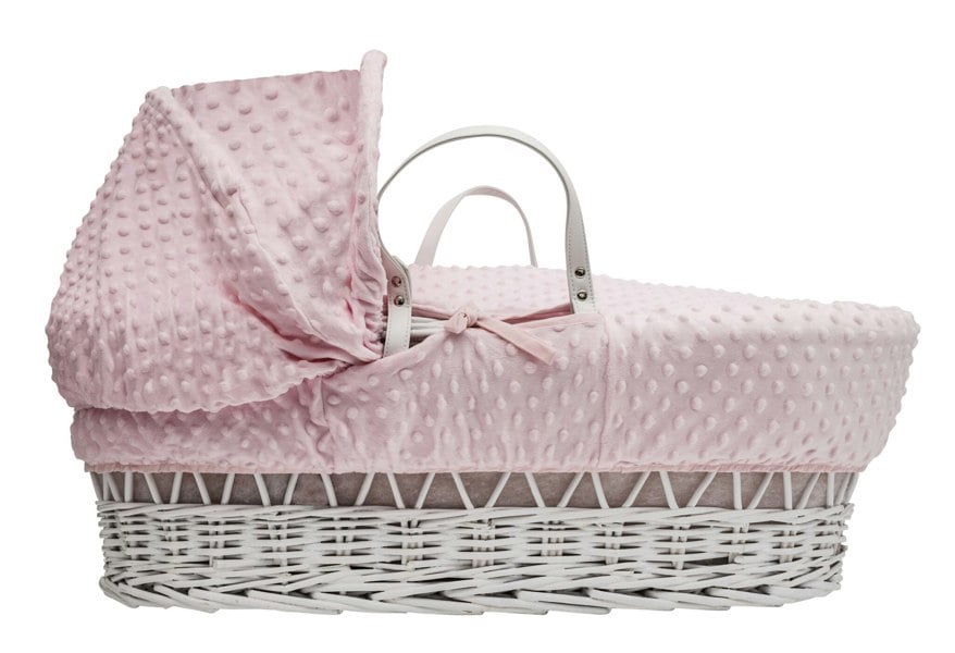 Kinder Valley Pink Dimple White Wicker Moses Basket