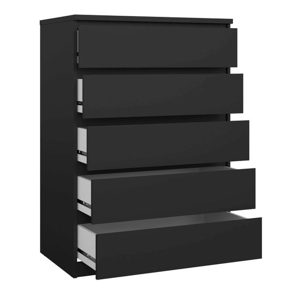 Wyld Haus Budapest Matt Black Wooden Chest 5 Drawers