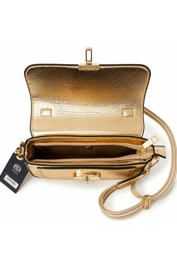 Kitise Metallic Crossbody Bag with Adjustable Wide Strap Turn Lock