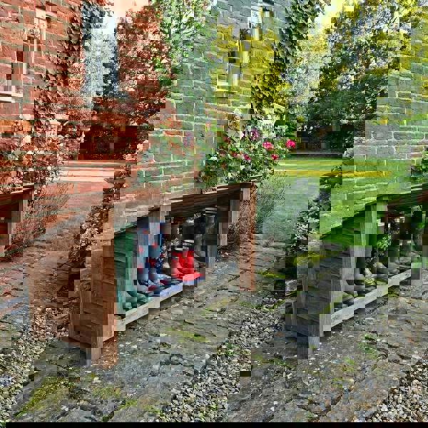 Arbor Garden Solutions Wooden Outdoor Shoe/Log Storage W-119cm, H-66cm, D-54cm - Brown Finish