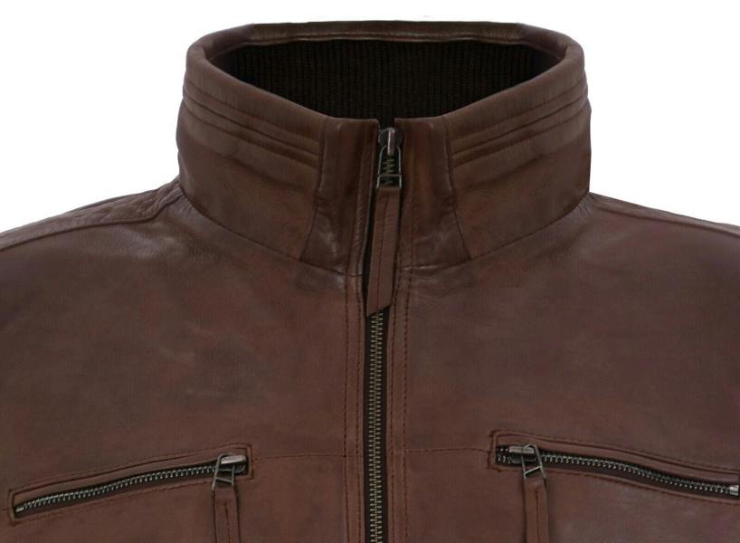 Infinity Leather Mens Classic Leather Biker Jacket-Caracas