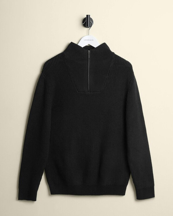 Larsson & Co Rib Panel Knitted 1/4 Zip Sweater