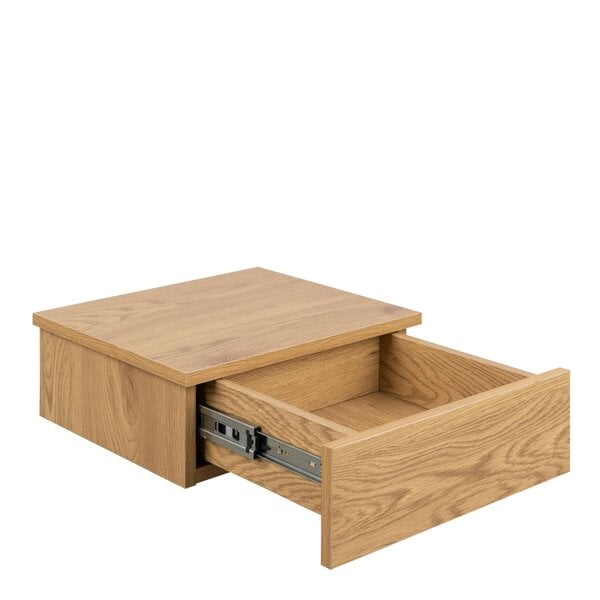 Wyld Haus Hereford Oak Wooden Wall Mounted Square Bedside Table 1 Drawer