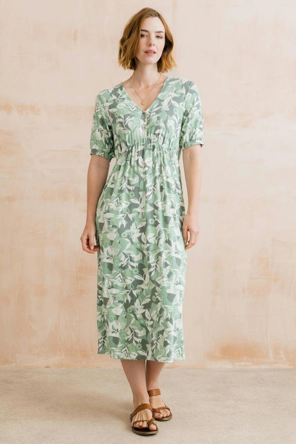 Lily & Me Lilian Jersey Printed Midi Dress Green