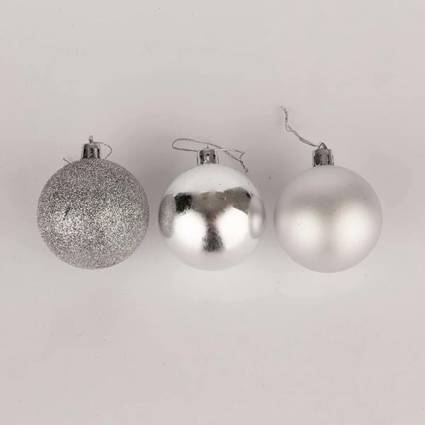 Shatchi 60mm Shatterproof Silver Christmas Baubles in 6 Pack or 18 Pack Assorted Finishes