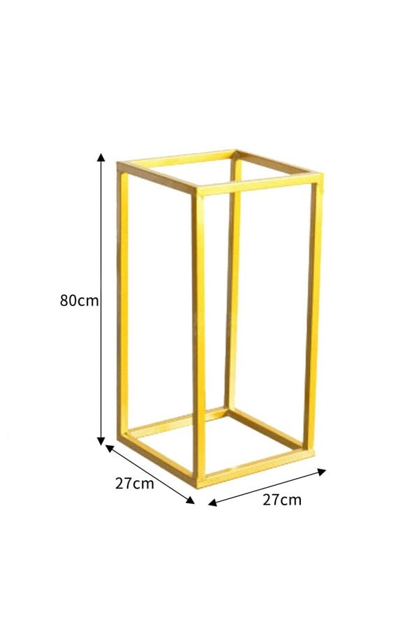 Living and Home 80cm H Golden Rectangular Flower Stand Pedestal Rack Wedding Party Ornament