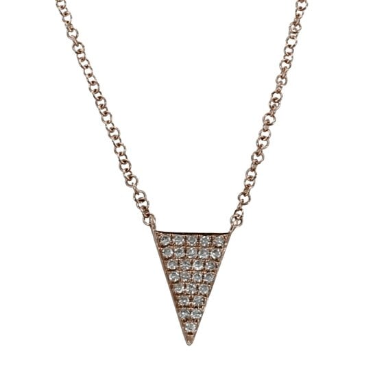 Reeves & Reeves Stunning 14K Solid Gold and Diamond Triangle Design Necklace