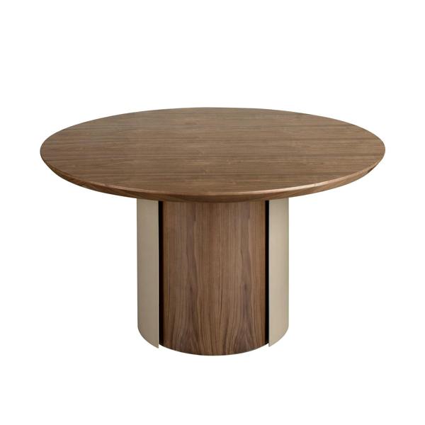 Angel Cerdá Round dining table walnut and metallic sand steel 1163