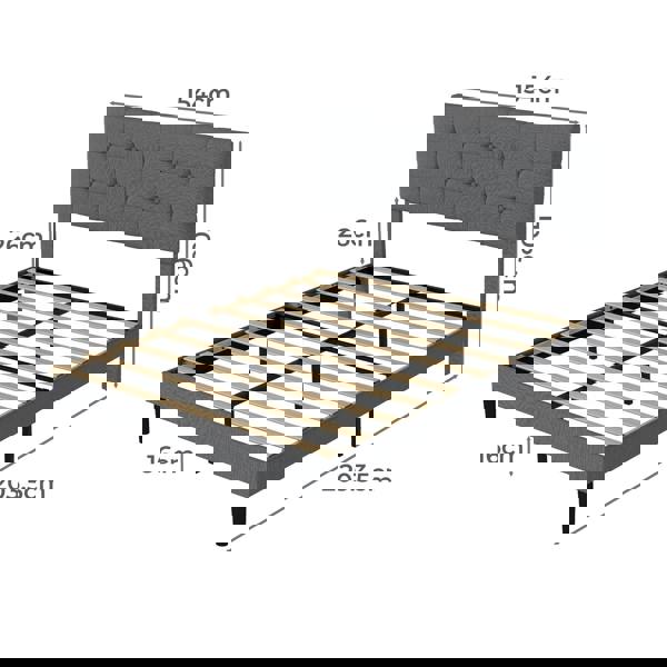 Levede Bed Frame Upholstered Linen Headboard Tufted Wooden Slat King Size Grey