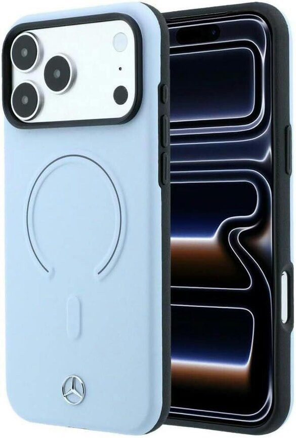 Mercedes Leather 3D MagSafe Case for iPhone 17/18 Pro Max 6.9" Blue - MEHMP18X25PEMMOB