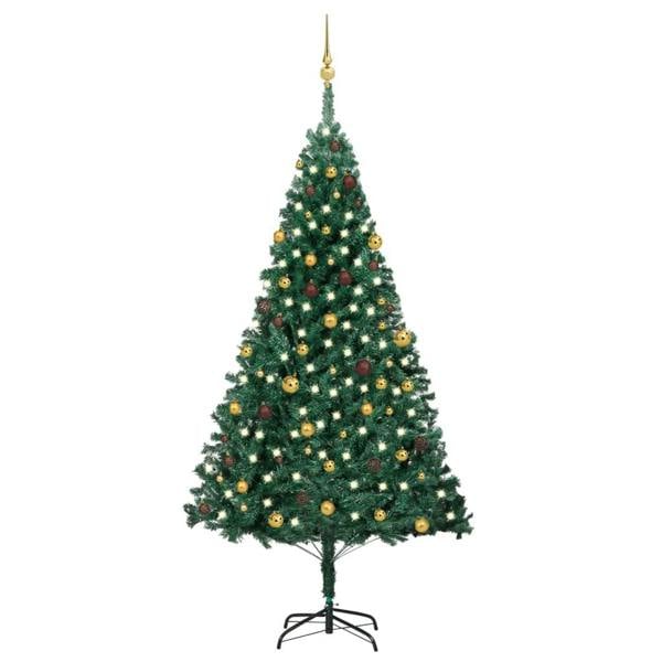 Berkfield Artificial Christmas Tree with LEDs&Ball Set Green 240 cm