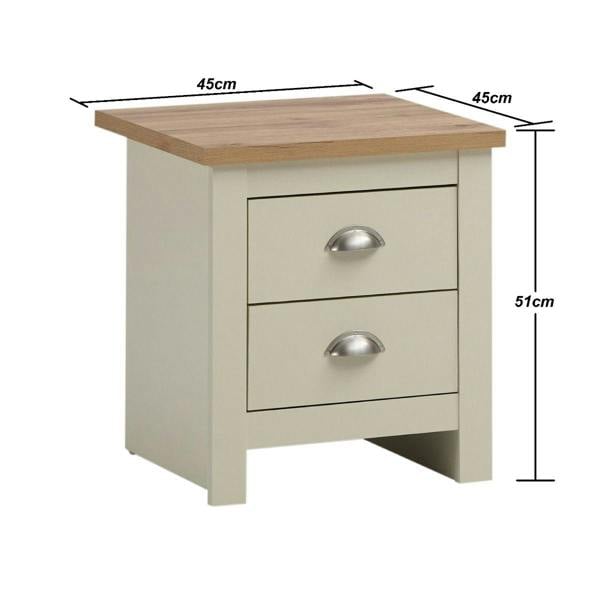 Timber Art Design Lisbon 2 Drawer Bedside Cabinet Bedroom Furniture Nightstand Table