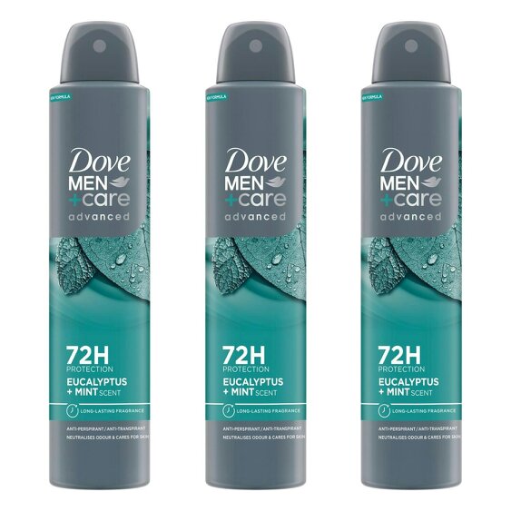 Dove Men+Care AntiPerspirant Deodorant Spray Sandalwood + Vanilla, 3x200ml