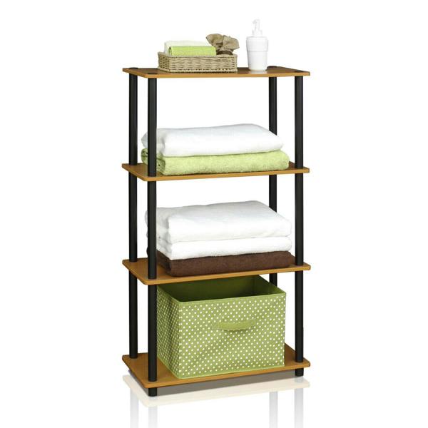 WALPLUS BK Turn-N-Tube 4-Tier Multipurpose Shelf Display Rack, Light Cherry/Black perfect for organized storage and display - 99557LC