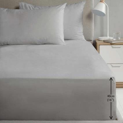 Percale Flat Sheet - Grey - Single