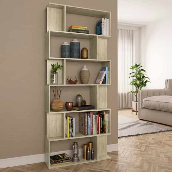 Berkfield Book Cabinet/Room Divider Sonoma Oak 80x24x192 cm Engineered Wood