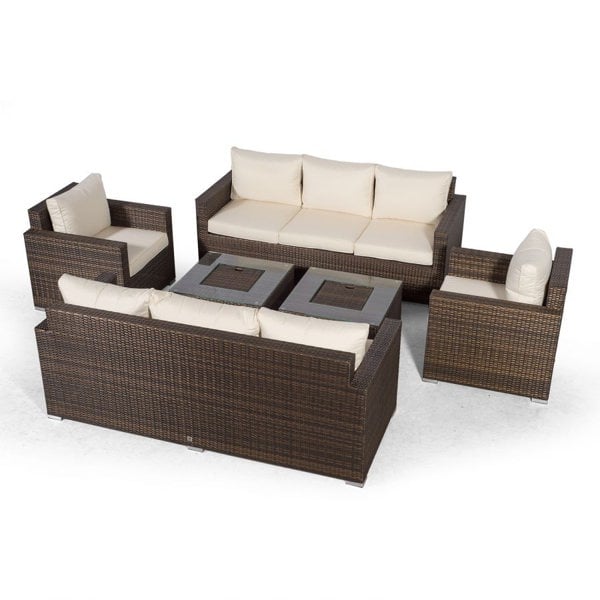 Giardino Sydney 8 Seater Rattan Sofa Set w/ 2 Ice Bucket Coffee Tables