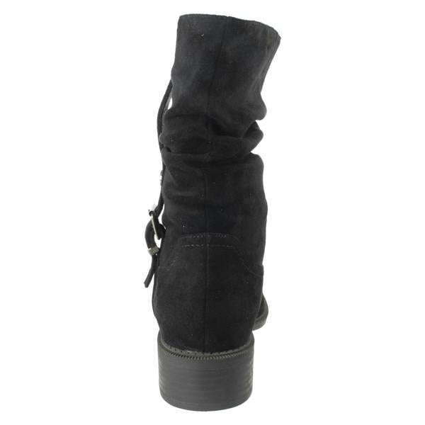 Spot On Ladies Spot On Low Heel Microfibre Zip Mid Calf Boots F51254