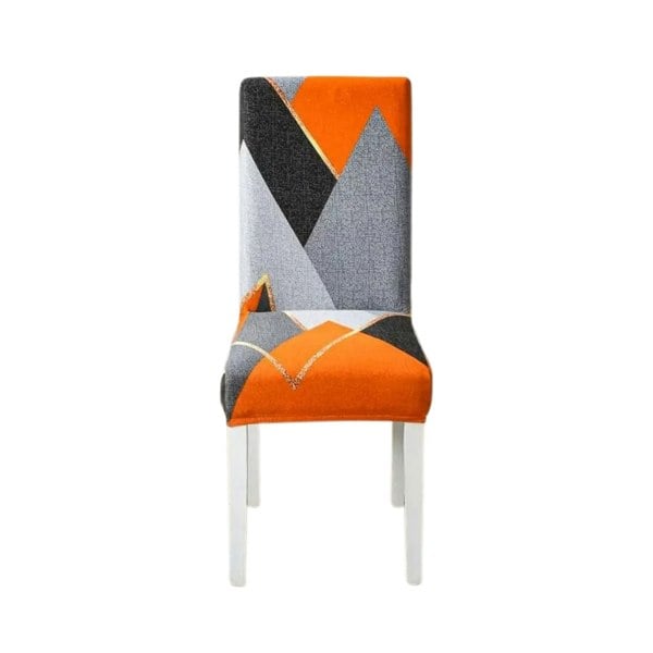 Anyhouz Anyseat Chair Cover Orange Gray Geometric Design Elastic Slipcover Dining Decor