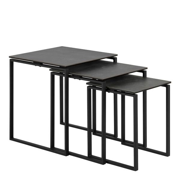 Wyld Haus Set of 3 Frederikssund Black Ceramic Nesting Coffee Tables