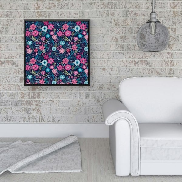 Warren Reed Cute Colourful Flower Pattern Framed Canvas