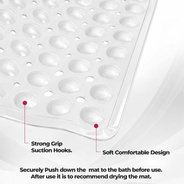 Top 3 Non-Slip Durable Bath Shower Mat with Suction Cups 40cm x 100cm Clear