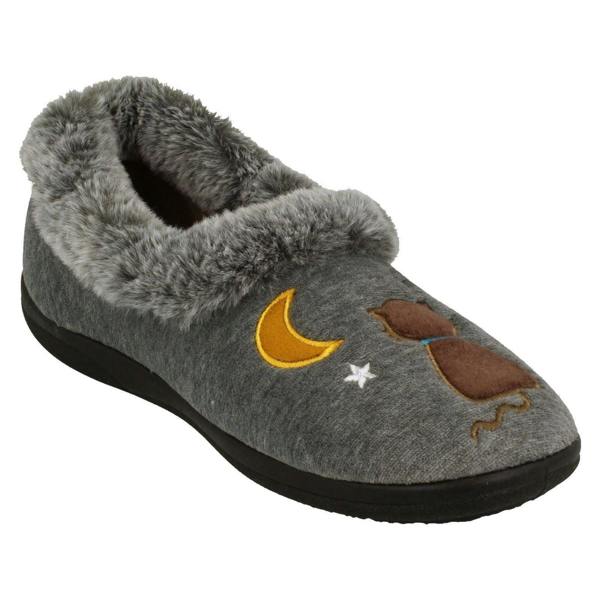 Padders Ladies Padders Slippers With Cats Motifs With A Faux Fur Trim Anna