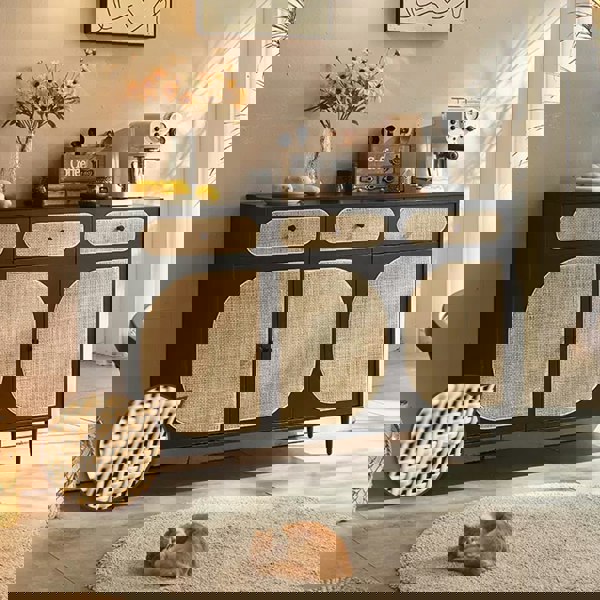 Ballard Rattan Sideboard, Black Or Oak-Weilai Concept-Weilai Concept