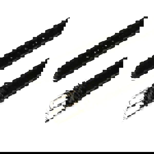 Embassy London James - Black - Men's classic black leather belt with silver colour buckle