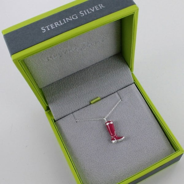 Sterling Silver and Coloured Enamel Welly Necklace - Reeves & Reeves