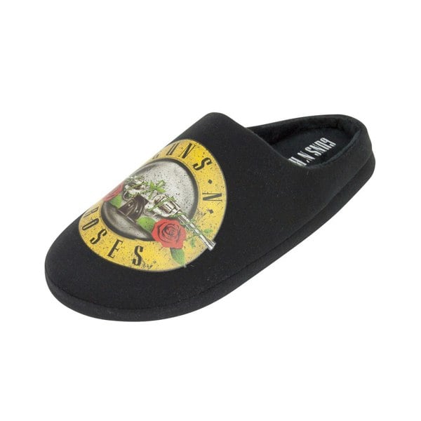 Guns N Roses Mens Band Logo Bullet Slippers - Black