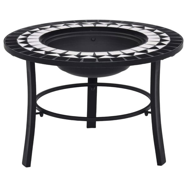 Berkfield Mosaic Fire Pit Black and White 68cm Ceramic