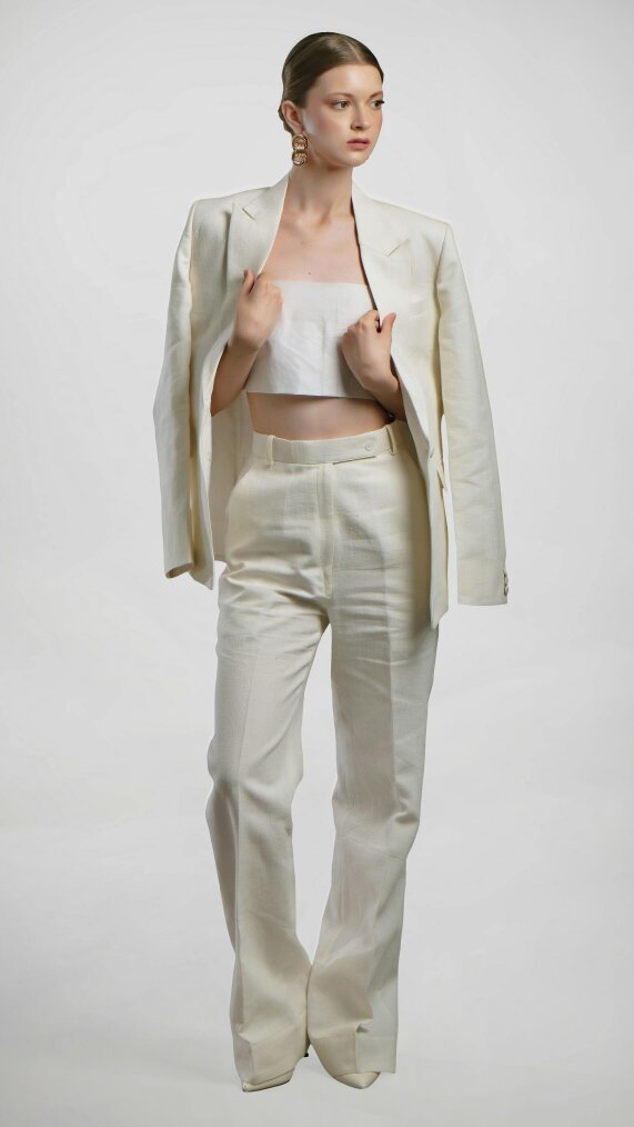 LuvForever Fashion Grace - White 100% Linen Suit