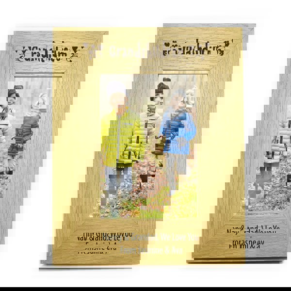 Personalised Memento Company Personalised Oak Finish 6x4 Grandchildren Photo Frame