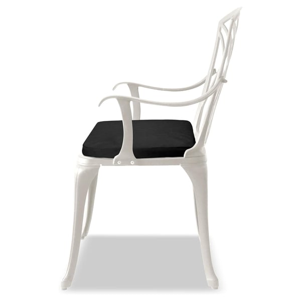 Centurion Supports OSHOWA Luxurious Garden and Patio Table and 2 Large Chairs with Armrests Cast Aluminium Bistro Set - White with Black Cushions