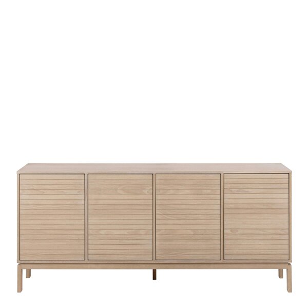 Wyld Haus Nakskov White Oak Wood Panelled Sideboard 4 Door
