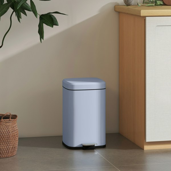 HOMCOM 12/20L Kitchen Pedal Bin Metal Rubbish Bin with Soft-close Lid