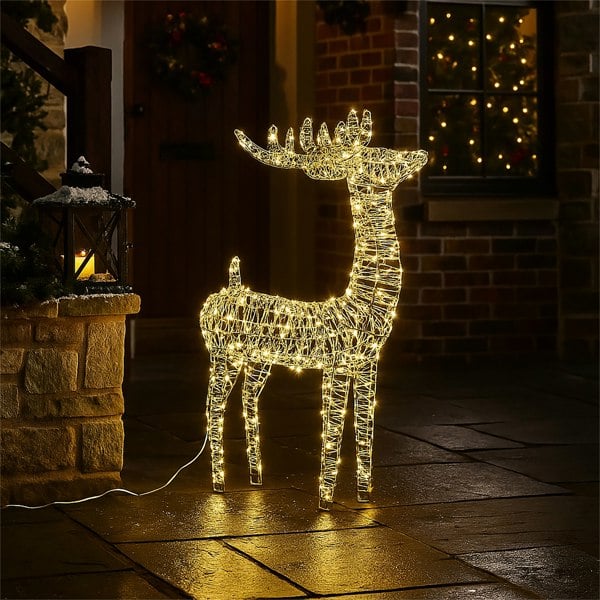 Xmas Haus Outdoor Floor Standing Metal Silver Deer